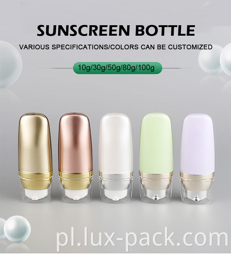 50 100 ml Kształt jajka filtra przeciwsłoneczna Butelka SPF do opakowania przeciwsłonecznego